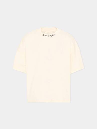 Palm Angels Bambino T-shirt Con Logo Al Colletto E Logo Posteriore.