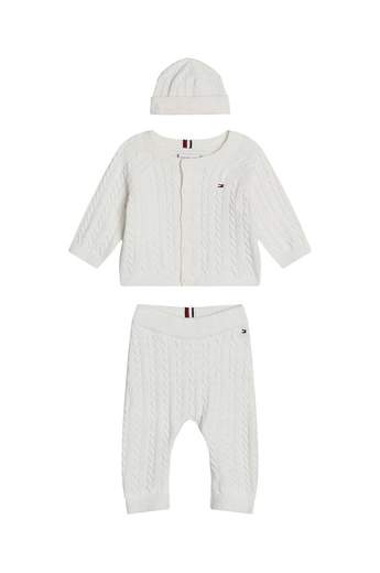 Tommy Hilfiger Neonato Set Per Neonato Maglione Con Bottoni Pantalone E Cappello.