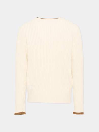 Trussardi Bambino Maglione Per Bambino In Lana Intrecciata Con Bordo A Contrasto