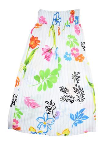 Elsy Bambina Pantalone A Righe Celeste E Stampa Fiori Colorati.
