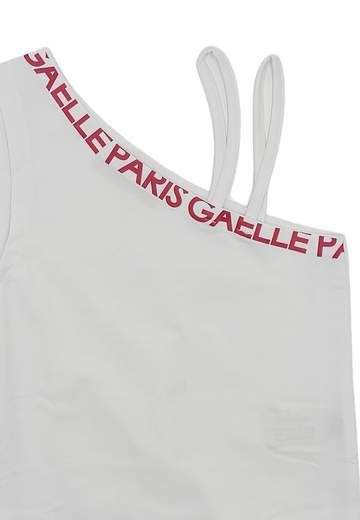 Gaelle Bambina T-shirt Monospalla Per Ragazza,stampa Logo Fucsia.