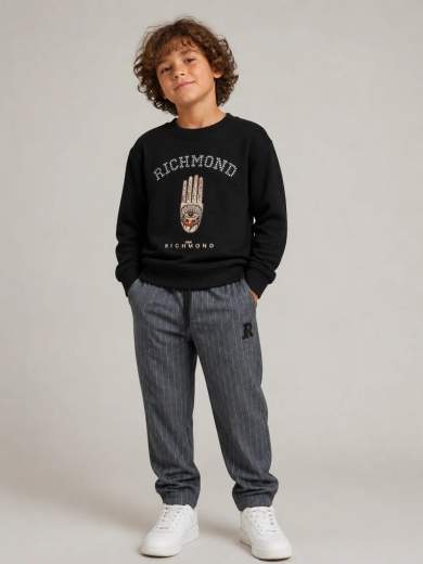 John Richmond Bambino Pantalone Gessato Con Elastico In Vita