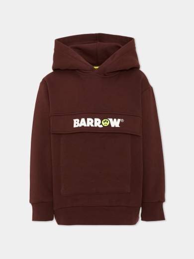 Barrow Bambino Felpa Marrone Con Cappuccio E Tascone