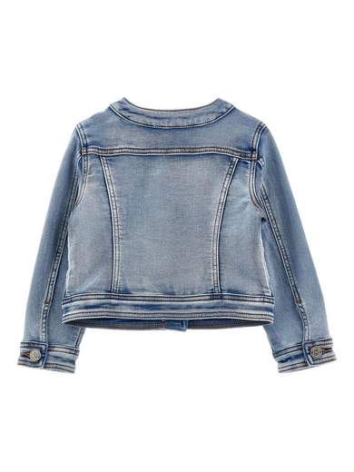 Monnalisa Bambina Giubbino In Jeans Con Rose Applicate.