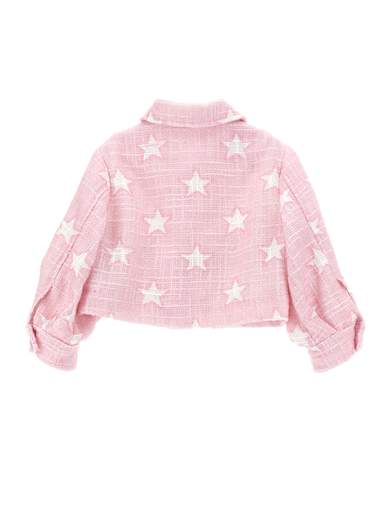 Monnalisa Bambina Giacca Rosa In Boucle Con Stella.