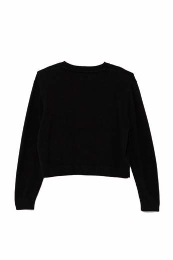 Calvin Klein Bambina Maglione Nero Con Logo Ricamato A Rilievo.