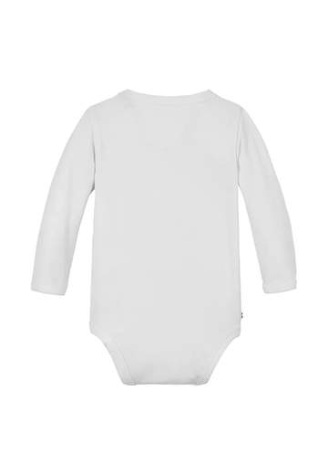 Tommy Hilfiger Bambino T-shirt Bianca Per Neonato Manica Lunga Con Stampa Logo Blu.