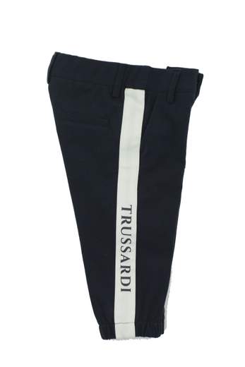 Trussardi Bambino Pantalone Blu Per Bambino Con Banda Laterale Bianca.