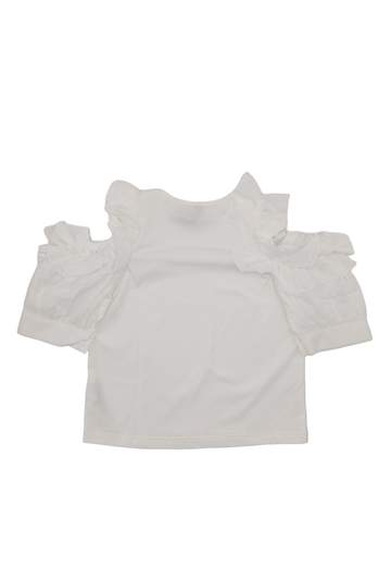 Manila Grace Bambina T-shirt Panna Manica Con Voilant.