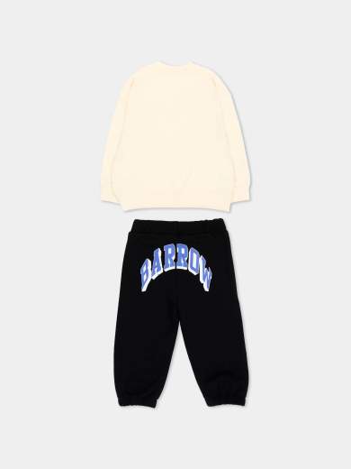 Barrow Bambino Tuta Per Neonato Felpa Panna Con Stampa Teddy E Pantalone Nero