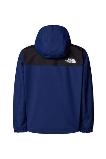 The North Face Bambino Giubbino Nero E Blu Antivento E Antipioggia Con Logo.