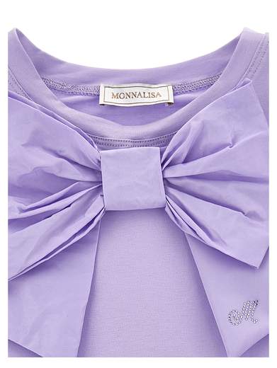 Monnalisa Bambina Canotta Glicine Per Bambina In Jersey Con Fiocco.