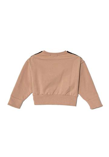 Pinko Bambina Felpa Rosa Con Banda Nera In Tulle Logato.