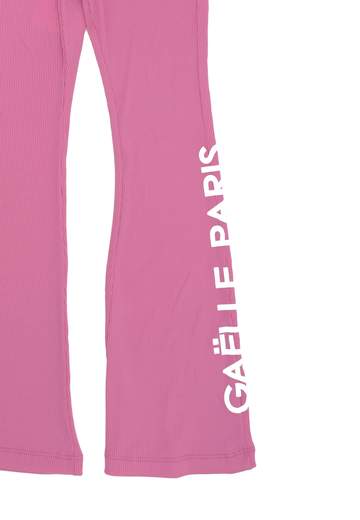 Gaelle Bambina Pantalone Fucsia A Costine Con Stampa Logo Bianco.