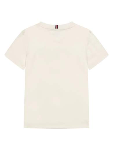 Tommy Hilfiger Bambino T-shirt Panna Logo Con Ricamo.