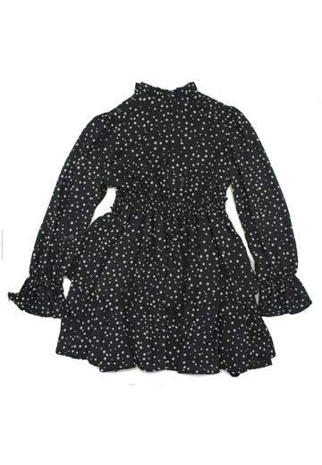 Pinko Bambina Abito Nero A Pois Bianchi,con Elastico In Vita.