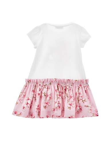 Monnalisa Bambina Abito Per Bambina Stampa Bambi E Gonna Rosa Con Fiori.