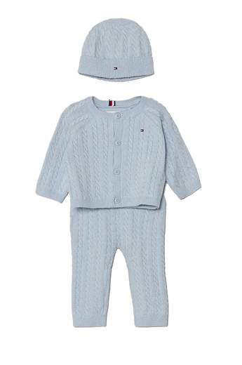 Tommy Hilfiger Neonato Set Per Neonato Maglione Con Bottoni Pantalone E Cappello.
