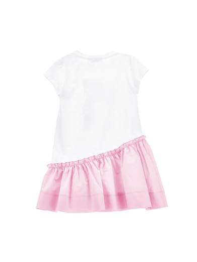 Monnalisa Bambina Abito In Jersey Con Gonna Rosa,stampa Topolino.