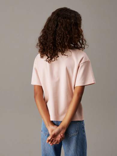 Calvin Klein Bambina T-shirt Cropped Per Ragazza Con Logo A Rilievo.