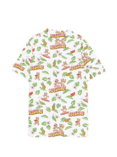 Moschino Bambino Camicia Stampa Fiori E Teddy.