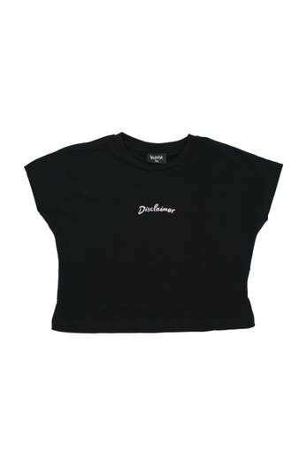 Disclaimer Bambina T-shirt Cropped Per Ragazza Con Stampa Logo Posteriore.