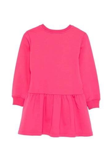 Moschino Bambina Abito In Felpa Fucsia Con Stampa Teddy E Fiocco In Paillettes.