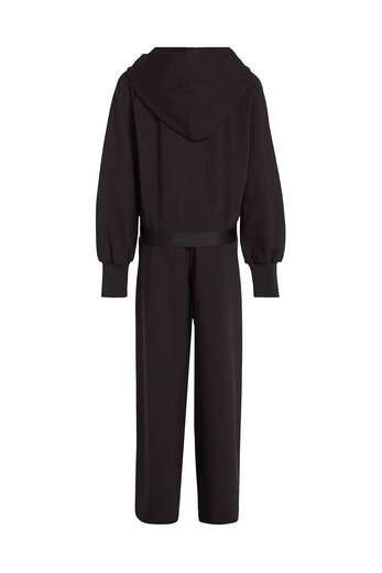 Calvin Klein Bambina Tuta Con Felpa Nera Cropped,pantalone Con Elastico.