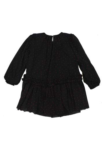 Pinko Bambina Abito Nero In Tulle Con Pois Rossi.