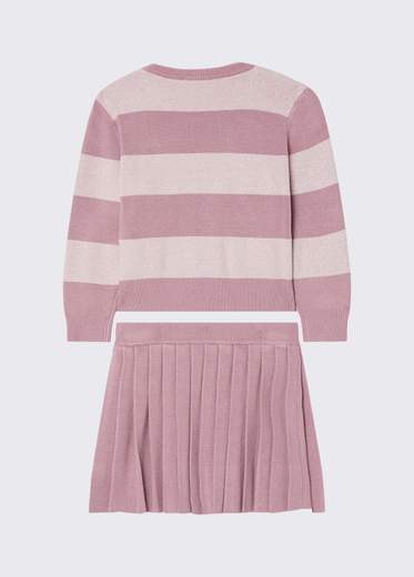 Liu-jo Bambina Completo Per Bambina Maglia A Righe E Gonna A Pieghe.