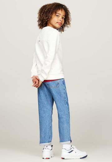 Tommy Hilfiger Bambino Felpa Panna Per Bambino Con Ricamo Logo.