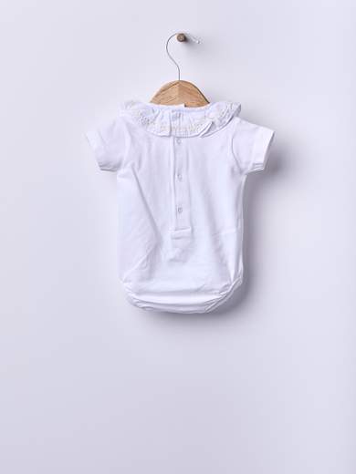 Wedoble Neonata Camicia Con Voilant Al Colletto E Ricamo.