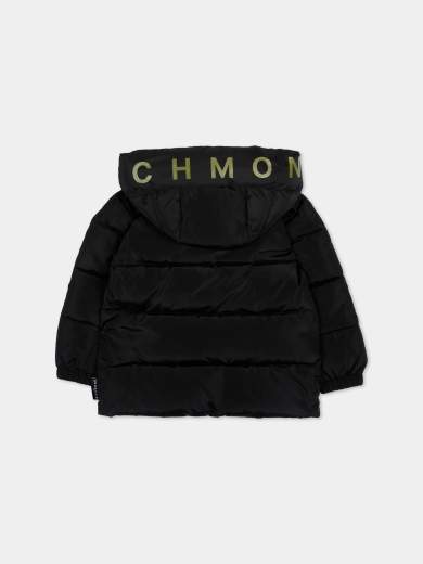John Richmond Bambino Giubbino Nero Con Logo E Interno Cappuccio Verde