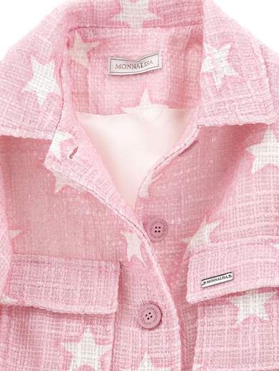 Monnalisa Bambina Giacca Rosa In Boucle Con Stella.
