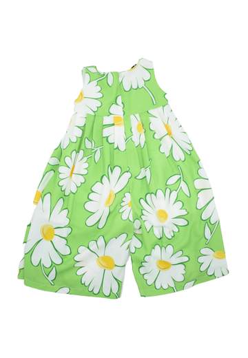 Elsy Bambina Tuta Verde Per Bambina Con Stampa Margherite E Spilla.