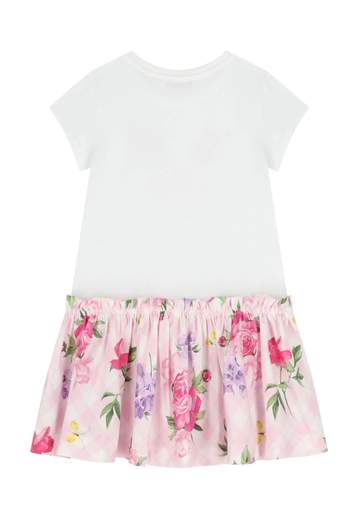 Monnalisa Bambina Abito A Vita Bassa Con Gonna A Fiori.