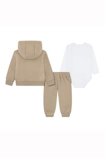 Lacoste Bambino Set Per Neonato Tuta Beige E Maglia Bianca