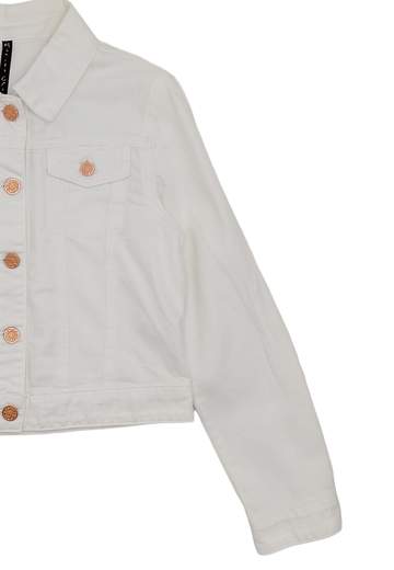 Manila Grace Bambina Giubbino Per Ragazza In Denim Bianco.