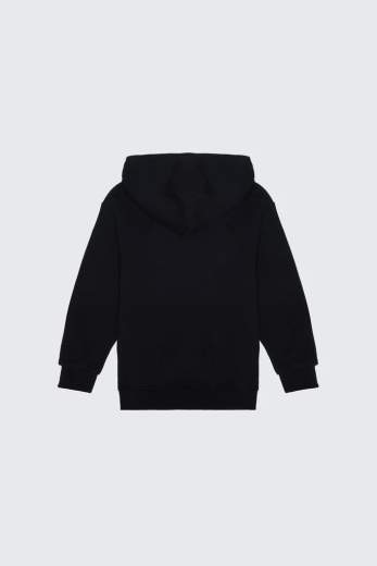Barrow Bambino Felpa Nera Con Cappuccio Stampa Logo E Smile