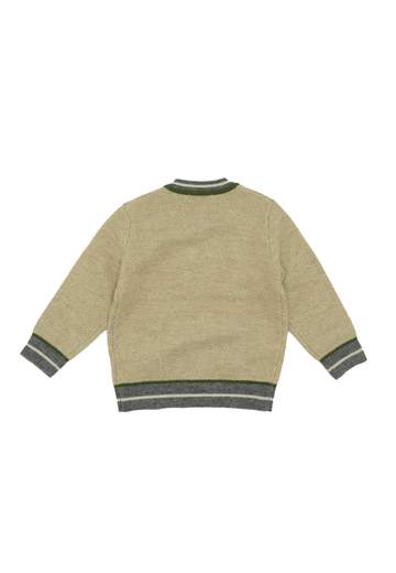 Jeckerson Bambino Maglione Per Bambino Beige Bordato Grigio E Verdone.