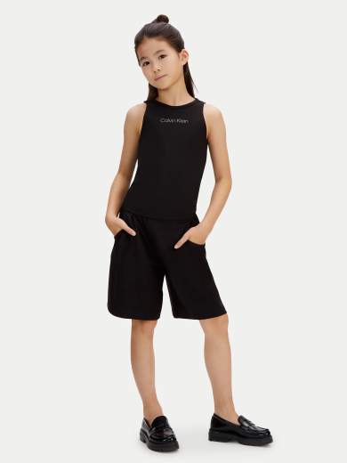Calvin Klein Bambina Shorts Per Ragazza In Punto Milano Con Elastico Logato.
