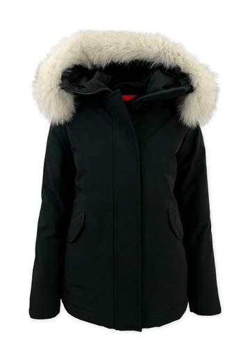 Peuterey Bambina Parka Per Ragazza Con Cappuccio E Pelliccia Bianca.