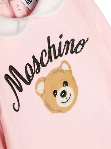 Moschino Neonata Tutina Per Neonata,stampa Teddy E Logo Ricamato.