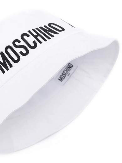Moschino Bambino Cappello In Cotone Con Logo Nero A Rilievo.