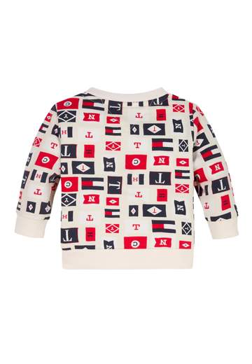 Tommy Hilfiger Bambino Felpa Per Neonato Panna Con Logo Allover.