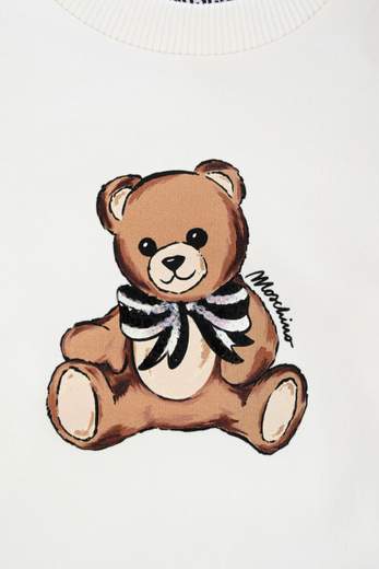 Moschino Bambina Felpa Per Neonata Con Teddy Fiocco In Paillettes.