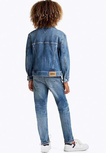 Tommy Hilfiger Bambino Giubbino In Jeans Con Tasche.