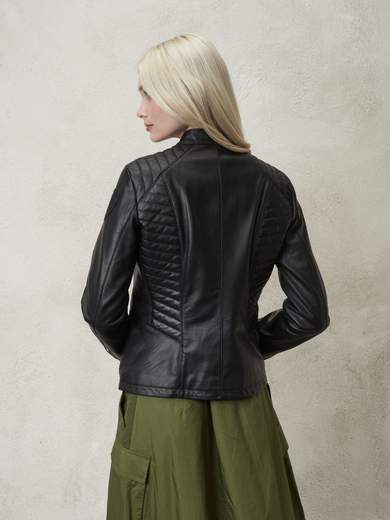 BLAUER GIUBBINO IN PELLE Donna