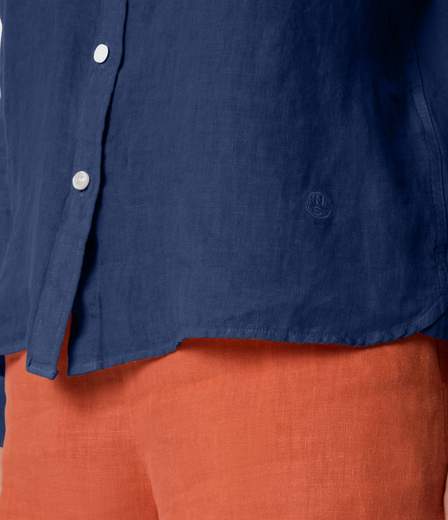 CAMICIA IN LINO CON LOGO RICAMATO