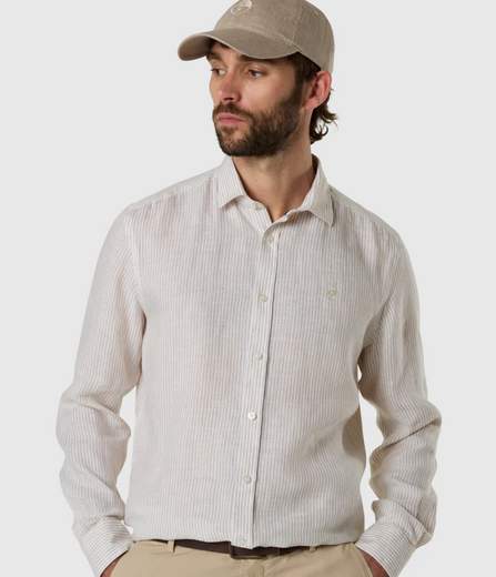 CAMICIA IN LINO A RIGHE BENGALESI